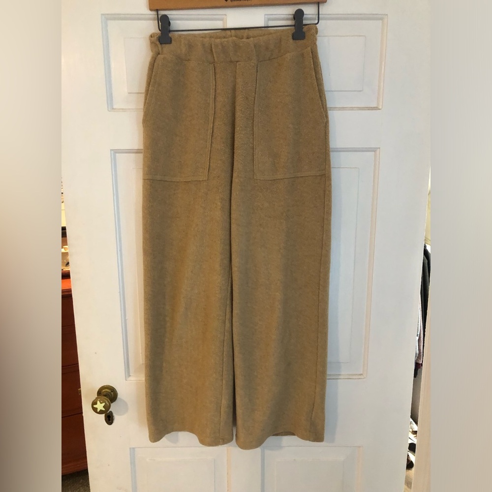 Madewell Camel Knit Wide leg Pants with Patch Pockets